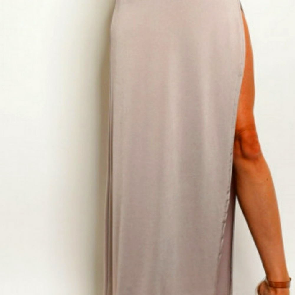 Nude high slit low back maxi - Picture 5 of 11